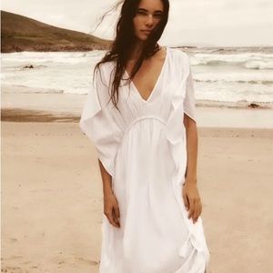 ZARA NWT WHITE KAFTAN DRESS